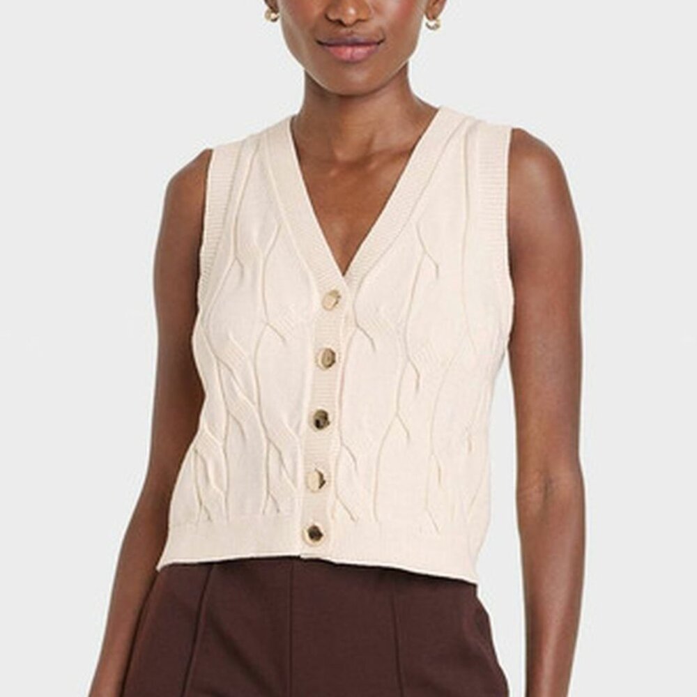 A New Day - Cabled Button-Down Vest